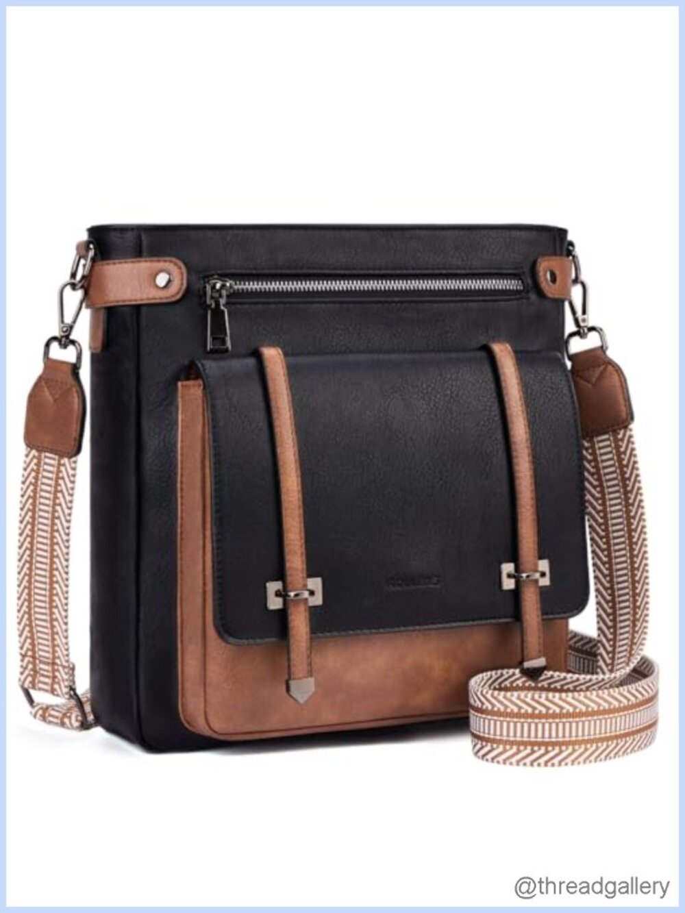 Vegan Leather Crossbody Bag Multi Pocket Adjustable Strap Travel Purse